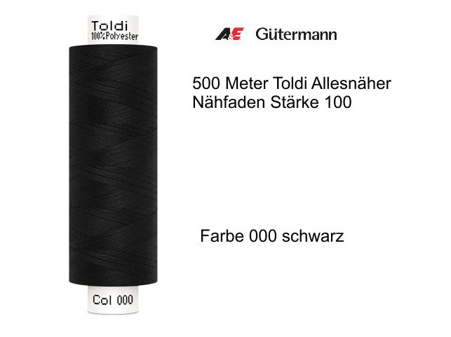 Gütermann Toldi Allesnähergarn 500 m Farbe 000 schwarz