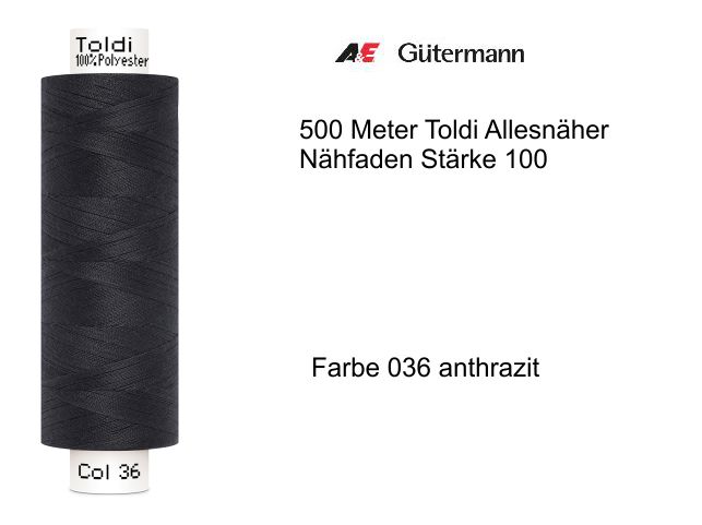 Gütermann Toldi Allesnähergarn 500 m Farbe 036 anthrazit