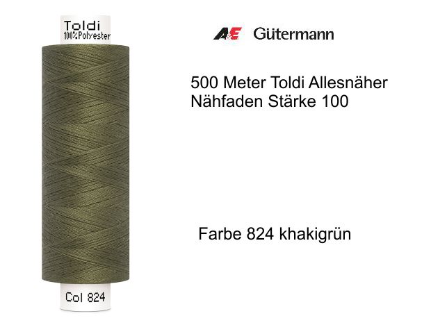 Gütermann Toldi Allesnähergarn 500 m Farbe 824 khakigrün grün